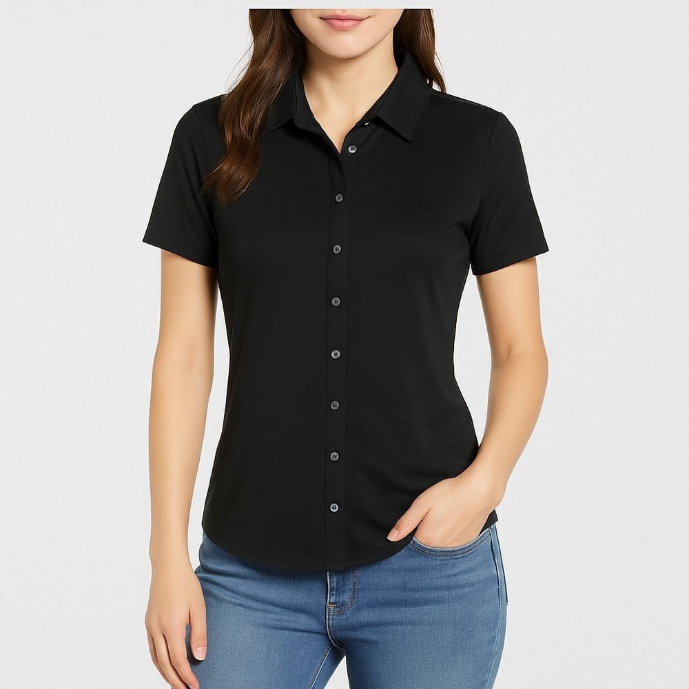 Banana Republic Short Sleeve Soft Button Front Collared Blouse Size Small